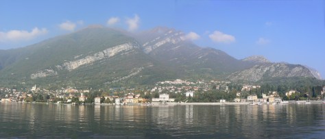 Panorama of the Lake Como coastline in the Italian Alps